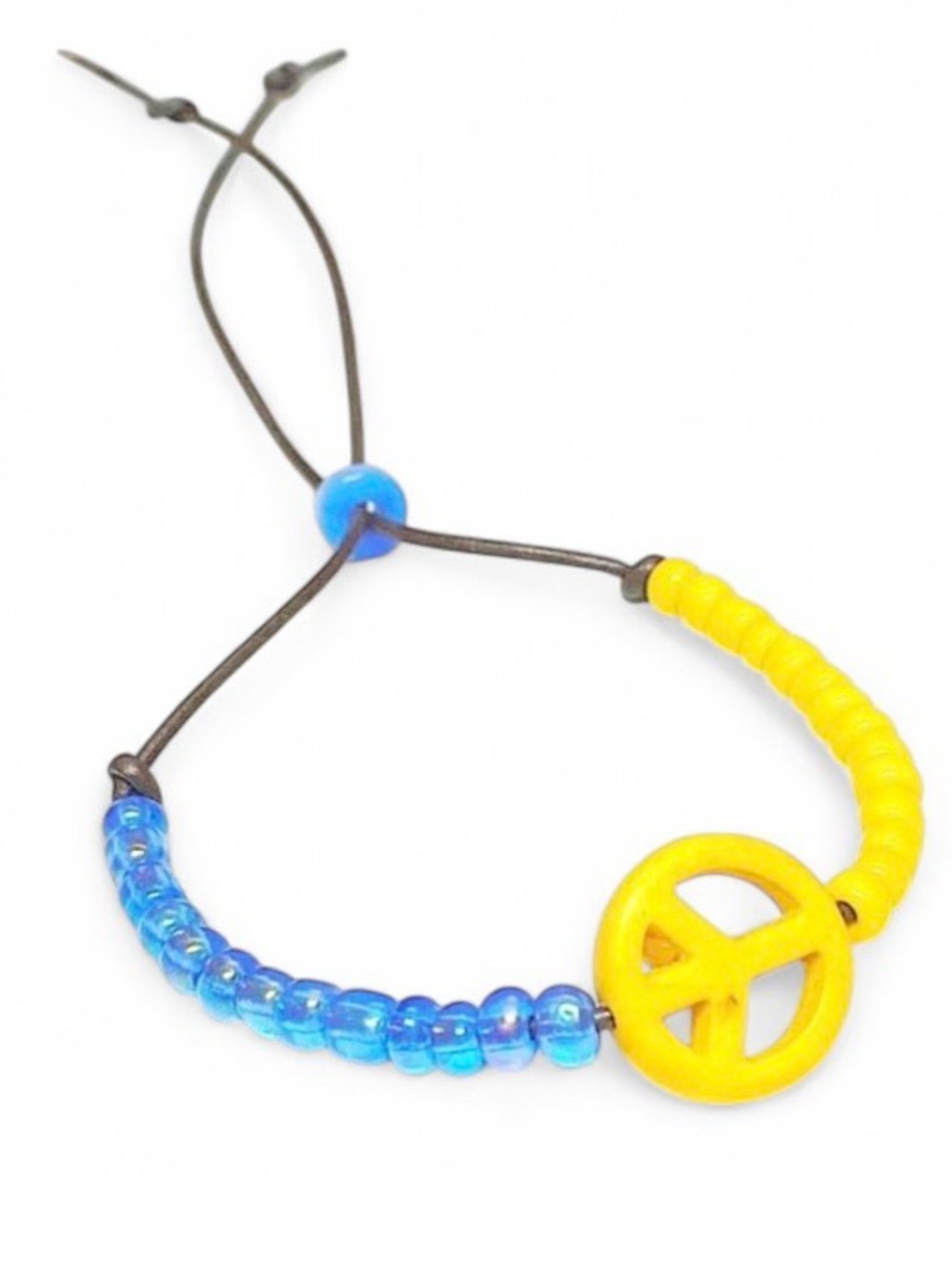 Handmade Ukraine Peace Bracelet Blue Yellow Adjustable Unisex Support Ukraine